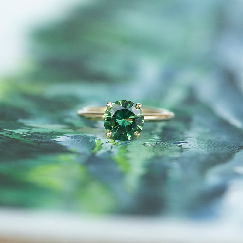 Bluish Green Sapphire Ring - Asscher - Octagon 1.07 Ct. - 14K White Gold  #J9796